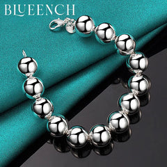 925 Silver Ball Beaded Bracelet Men Women Couple Charm Jewelry