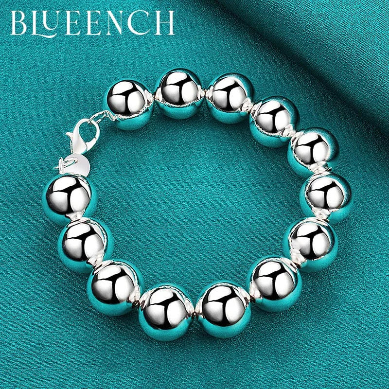 925 Silver Ball Beaded Bracelet Men Women Couple Charm Jewelry