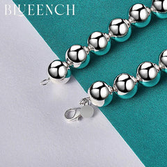 925 Silver Ball Beaded Bracelet Men Women Couple Charm Jewelry