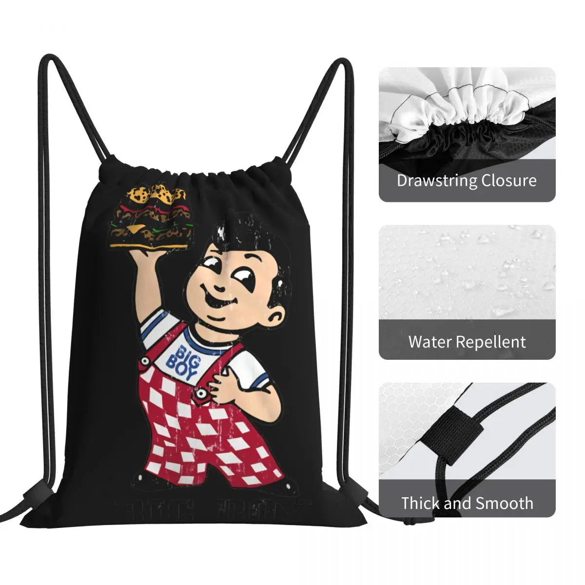 Bob's Big Boy Adult Hamburger Drawstring Gym Bag