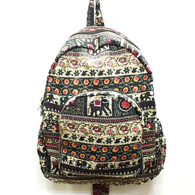 Bohemian Travel Backpack Bag Vintage Style Canvas Handbags Gift