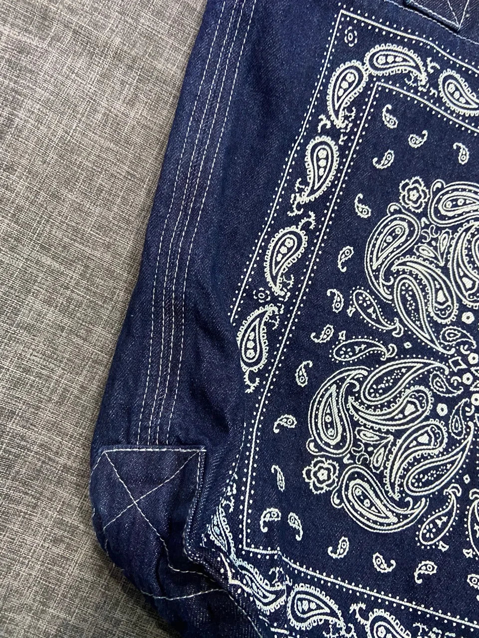 Boho Denim Shoulder Bag Cashew Flower Print Casual Handbag Women Large