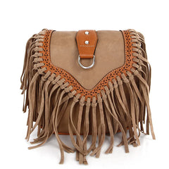 Bohemian Tassel Satchel Women's Shoulder Bag Frosted Bag