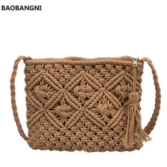 Boho Women Straw Beach Bag Shoulder Messenger Bags Summer Travel Totes