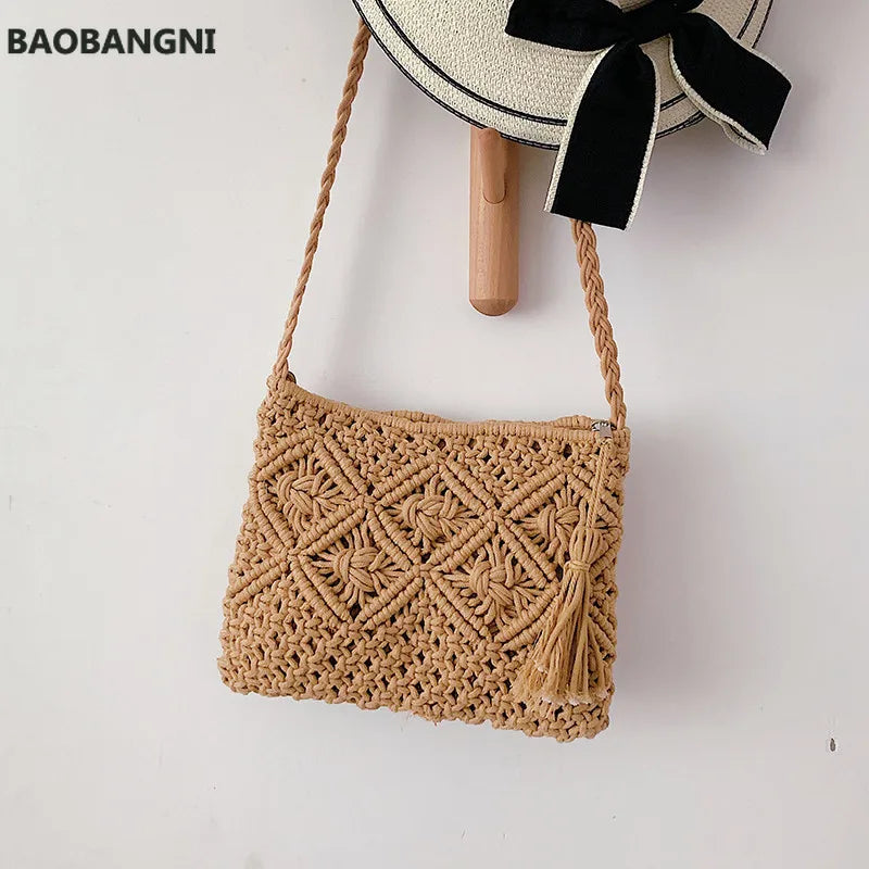 Boho Women Straw Beach Bag Shoulder Messenger Bags Summer Travel Totes
