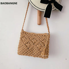 Boho Women Straw Beach Bag Shoulder Messenger Bags Summer Travel Totes
