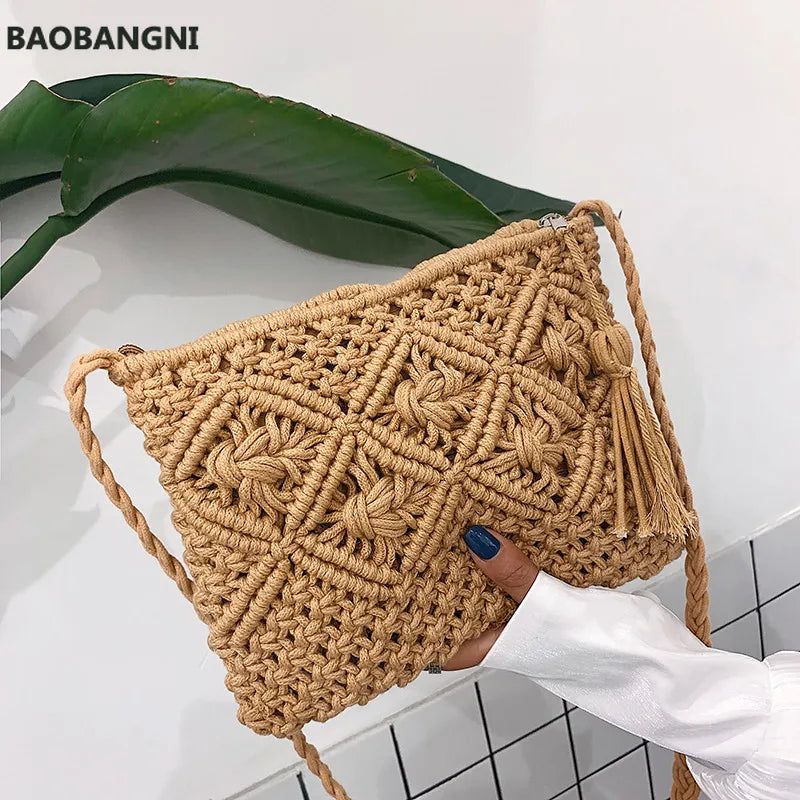 Boho Women Straw Beach Bag Shoulder Messenger Bags Summer Travel Totes