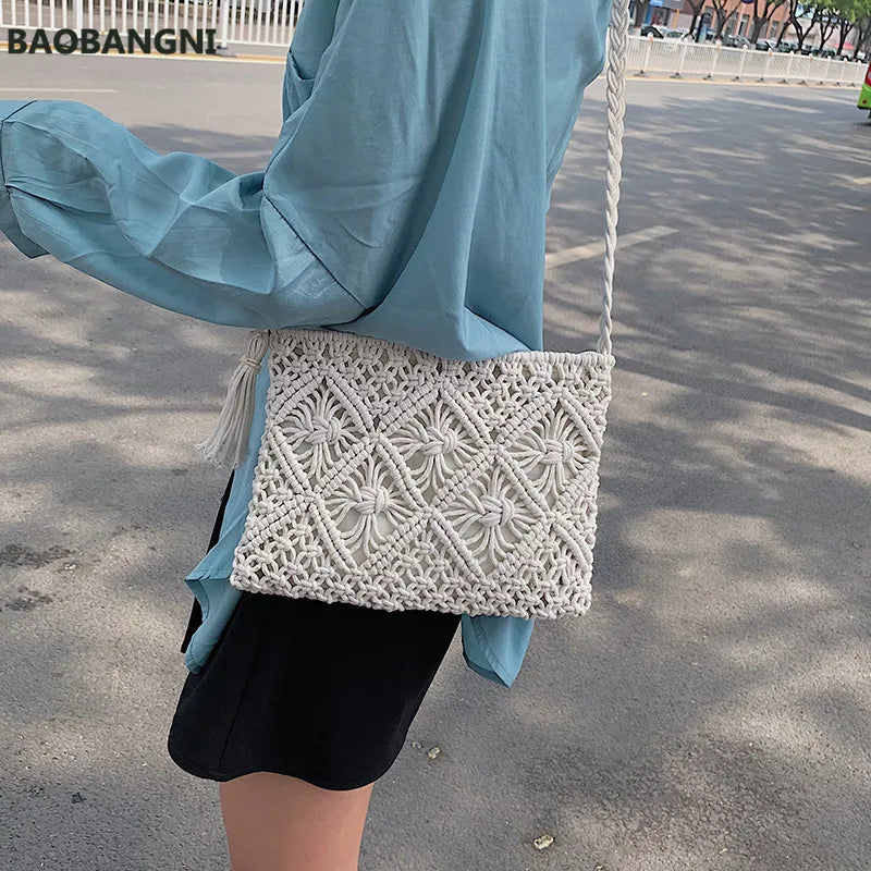Boho Women Straw Beach Bag Shoulder Messenger Bags Summer Travel Totes
