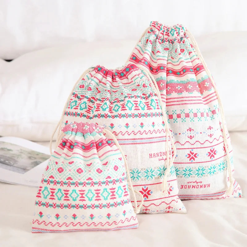 Bohemian Drawstring Cotton Linen Storage Bag