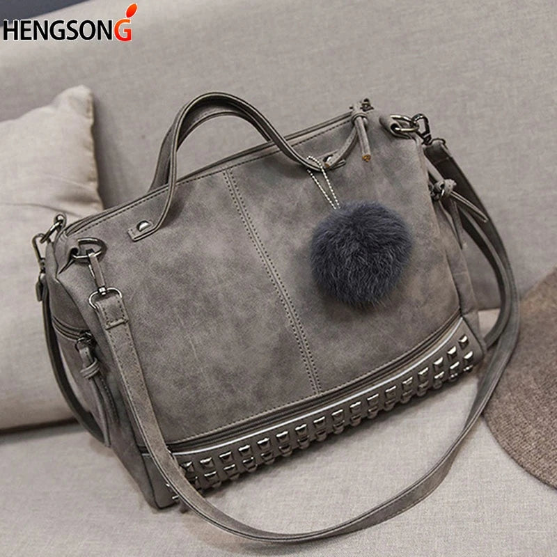 Vintage Nubuck Leather Top-handle Bags for Women