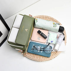 PU Flap Shoulder Bag Contrast Crossbody Messenger Bag