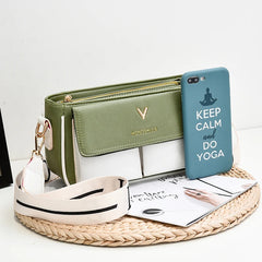 PU Flap Shoulder Bag Contrast Crossbody Messenger Bag