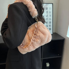 Plush Bags Women's Retro Chain One Shoulder Crossbody Bag