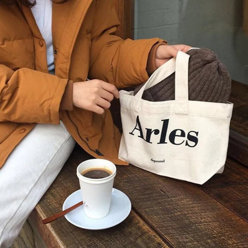 Canvas Shoulder Bag Totebag Clutch Casual Ins Letter Handbag