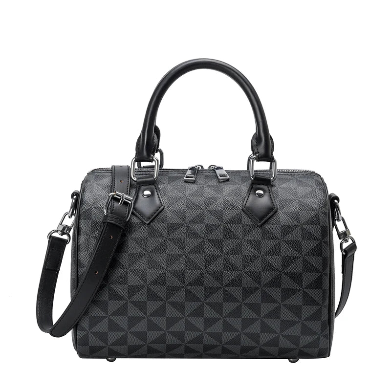 Boston Plaid Crossbody Shopper - Vintage Pu Leather Ladies Handbags