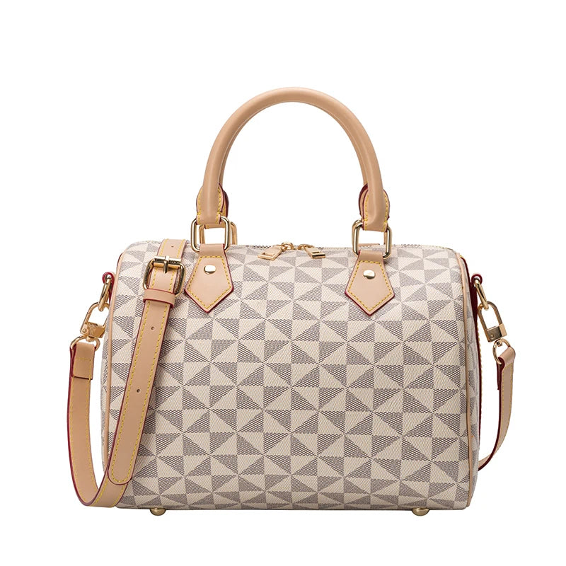 Boston Plaid Crossbody Shopper - Vintage Pu Leather Ladies Handbags