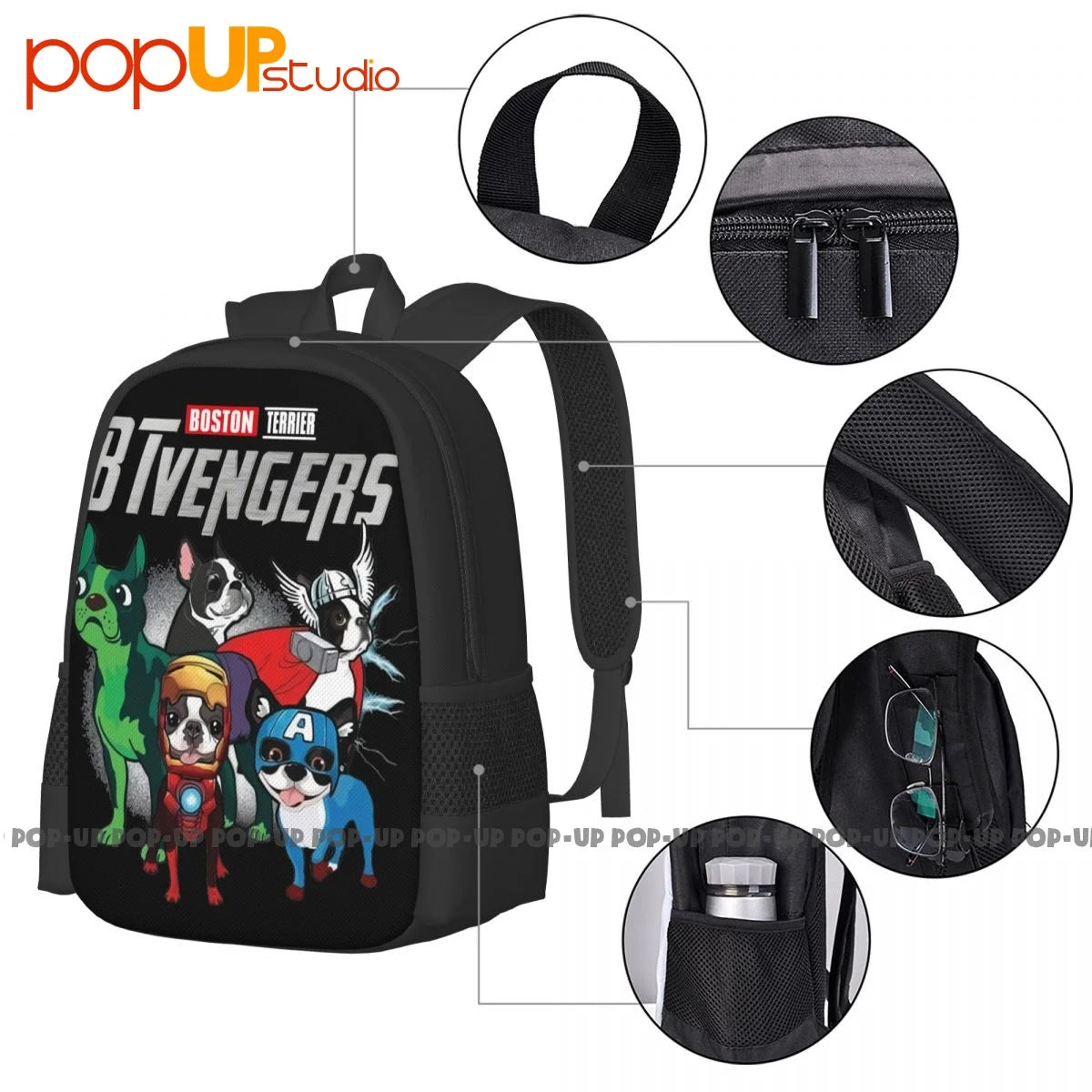 Boston Terrier Btvengers Backpack Large Capacity Print Training Gymnast Bag