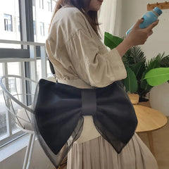 Bow Bag Women Sweet Solid Zipper Shoulder Handbag Purse Small Fresh