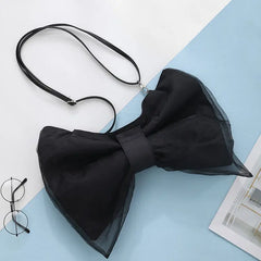 Bow Bag Women Sweet Solid Zipper Shoulder Handbag Purse Small Fresh