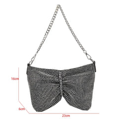 Rhinestone Evening Handbag Silvery Crystal Wedding Party Bag