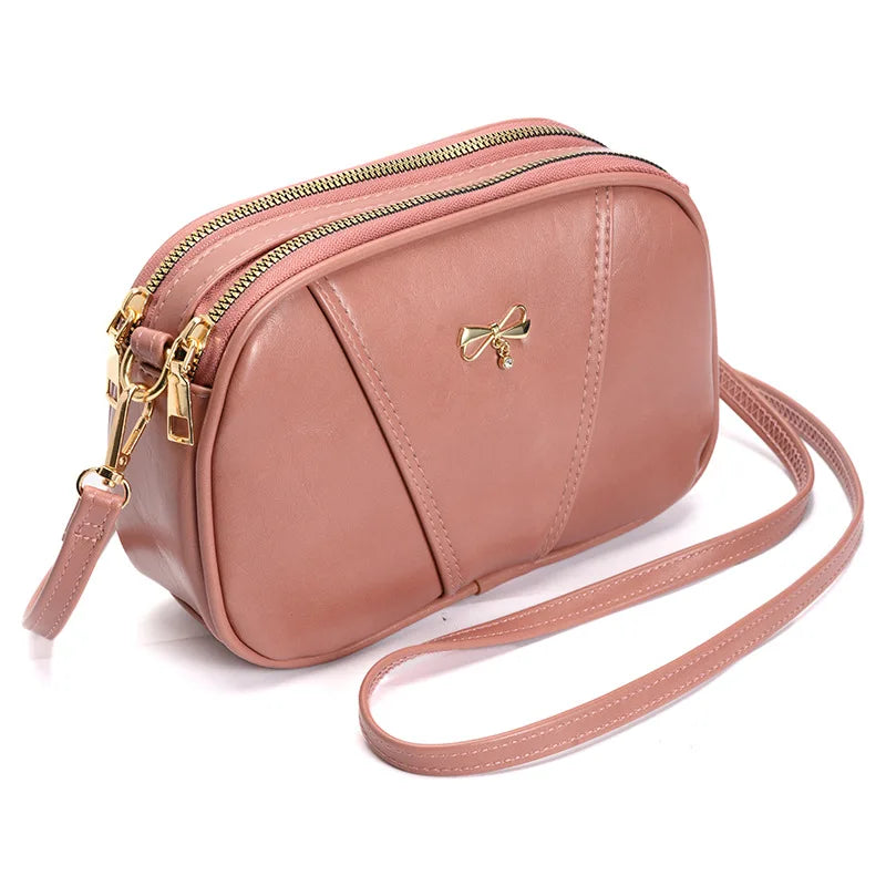Bow PU Leather Shoulder Bag Women Ladies Messenger Purses Phone Bag Casual FLAP
