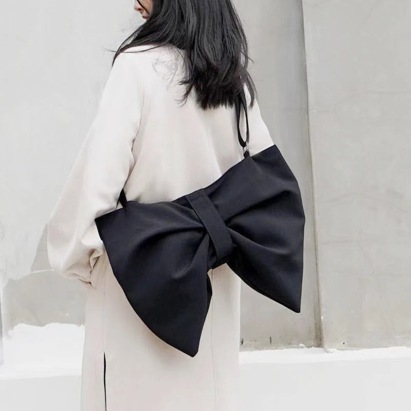 Bow Women Canvas Handbags Large Shoulder Bags Crossbody Bags