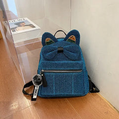 Bowknot School Bags for Teenage Girls Child Book Bags Cattoon Backpack