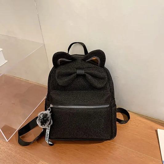 Bowknot School Bags for Teenage Girls Child Book Bags Cattoon Backpack