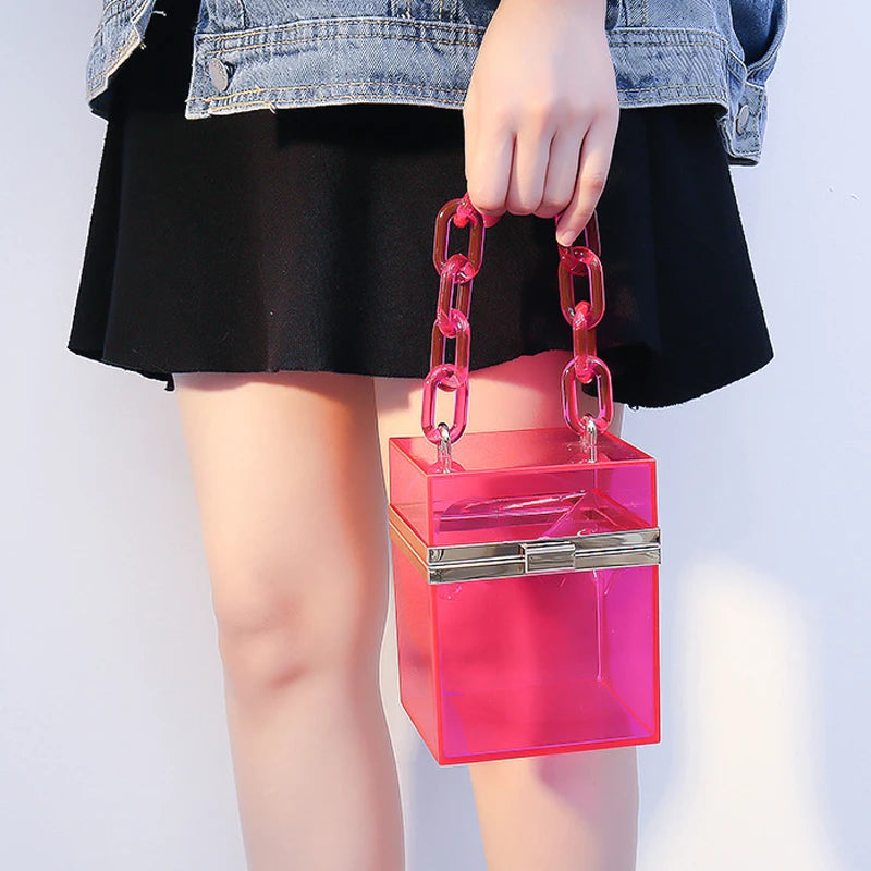 Purple Clear Side Bag Women Acrylic Crossbody Bag