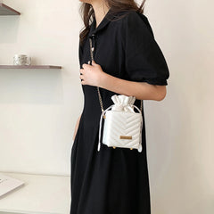 PU Leather Crossbody Bag Drawstring Shoulder Handbag for Women 2020