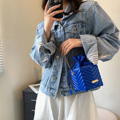 PU Leather Crossbody Bag Drawstring Shoulder Handbag for Women 2020