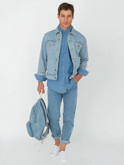 Vintage Washed Denim Jean School Bag Travel Backpack