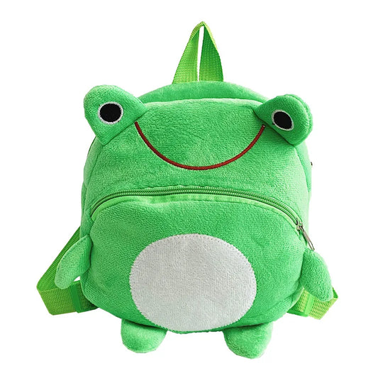 Cute Cartoon Frog Backpack for Toddlers, Plush School Bag for Kids