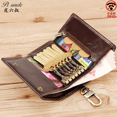 Leather Key Case Men Car Key Holder Zipper Housekeeper Keys Wallet