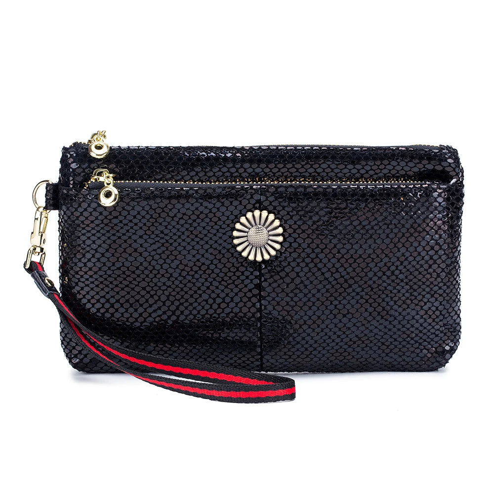 Stylish Serpentine Handbag for Women Clutches Zipper Large Capacity