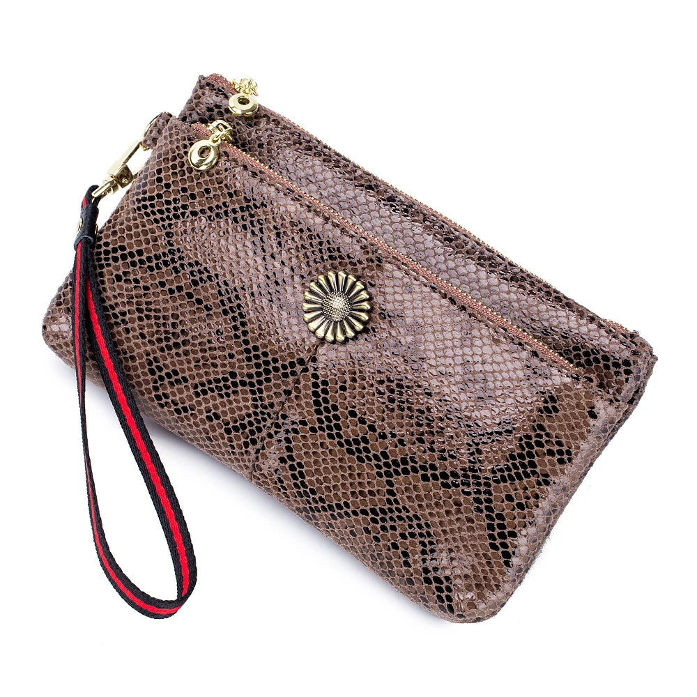Stylish Serpentine Handbag for Women Clutches Zipper Large Capacity