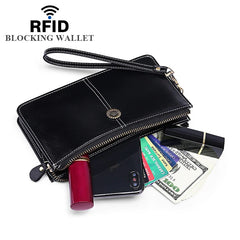 Large-Capacity Leather Wallet Zipper Phone Bag Women Carteira