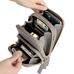 Mini Leather Crossbody Cellphone Wallet for Women