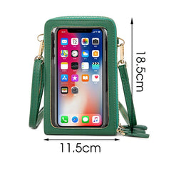 Mini Leather Crossbody Cellphone Wallet for Women