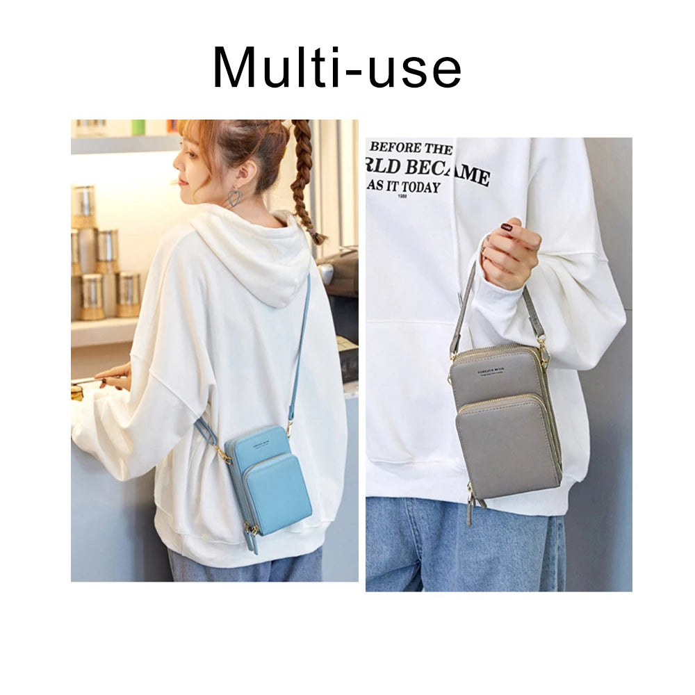 Mini Leather Crossbody Cellphone Wallet for Women