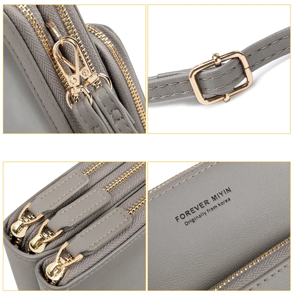 Mini Leather Crossbody Cellphone Wallet for Women