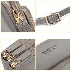 Mini Leather Crossbody Cellphone Wallet for Women