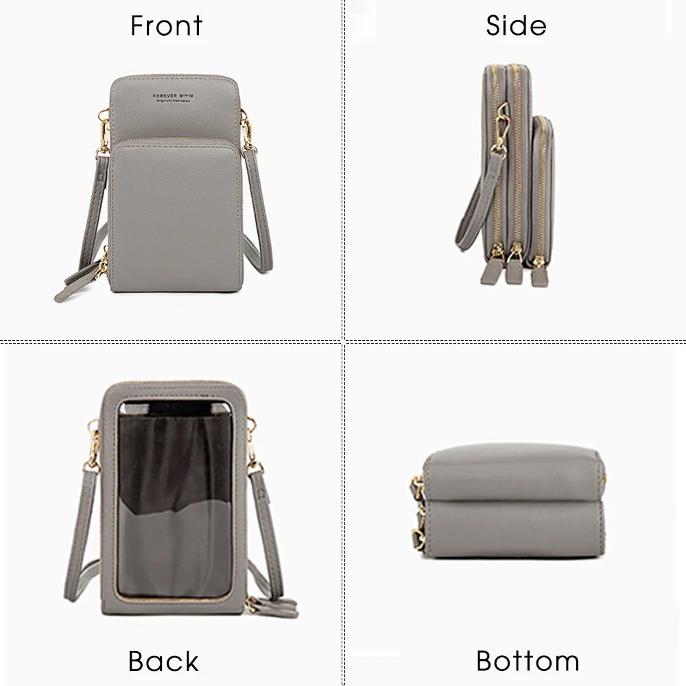 Mini Leather Crossbody Cellphone Wallet for Women