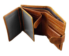 Genuine Leather Hasp Wallet Men Brown