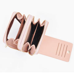Small Shoulder Bag Touch Screen Phone Pocket Cellphone Wallet Women Mini PU Leat