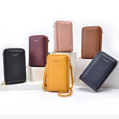 Small Shoulder Bag Touch Screen Phone Pocket Cellphone Wallet Women Mini PU Leat