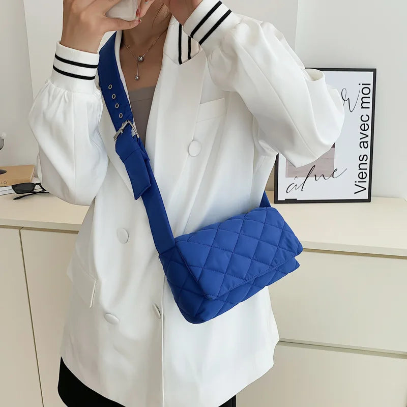 Women's Quilted Shoulder Crossbody Bag Nylon Summer Handbag