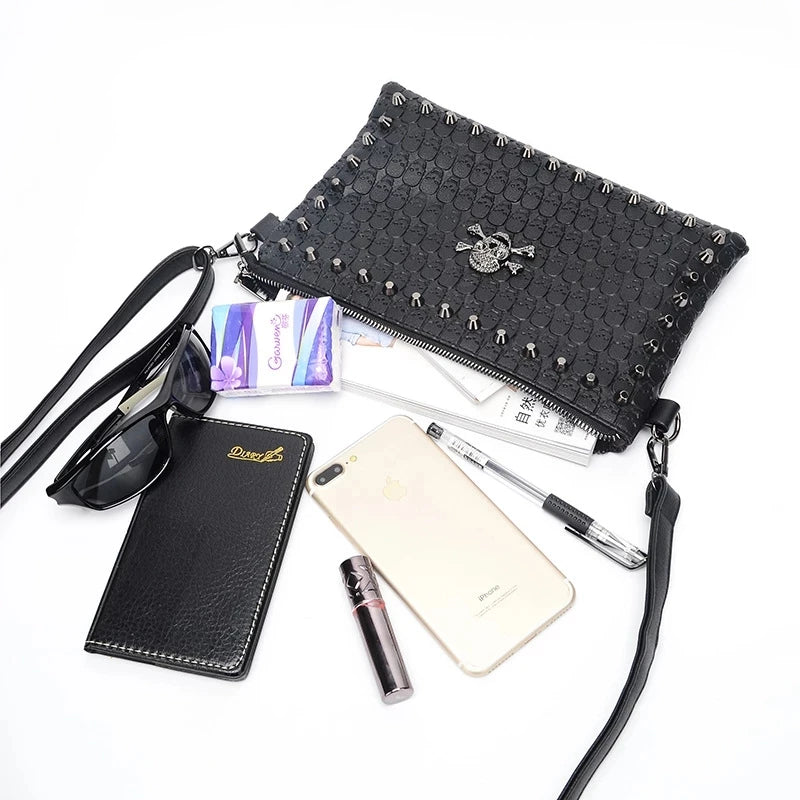 Skull Rivet Women's Crossbody Bag Lady Dinner Shoulder Bag