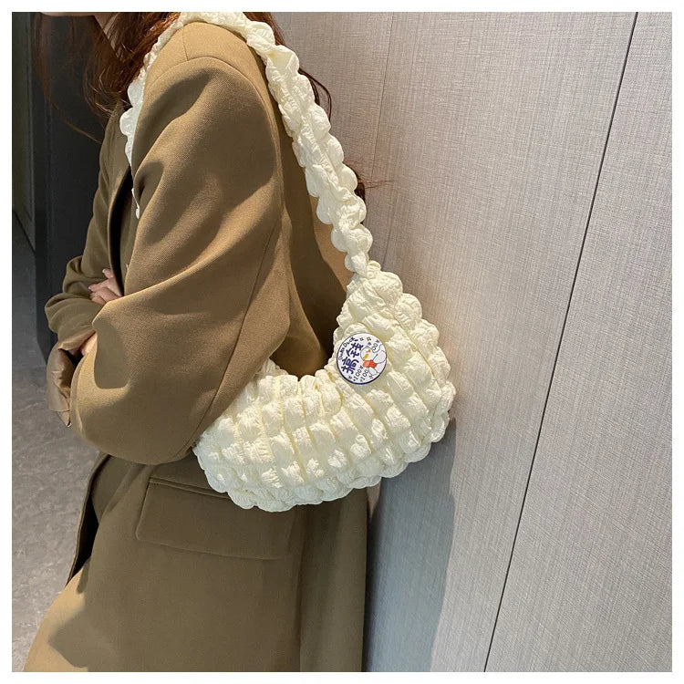 Canvas Crossbody Bag Half Moon Handbag for Women