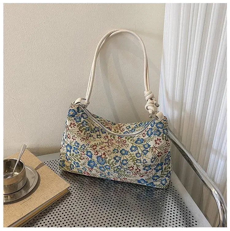 Canvas Floral Print Crossbody Bag Handbag